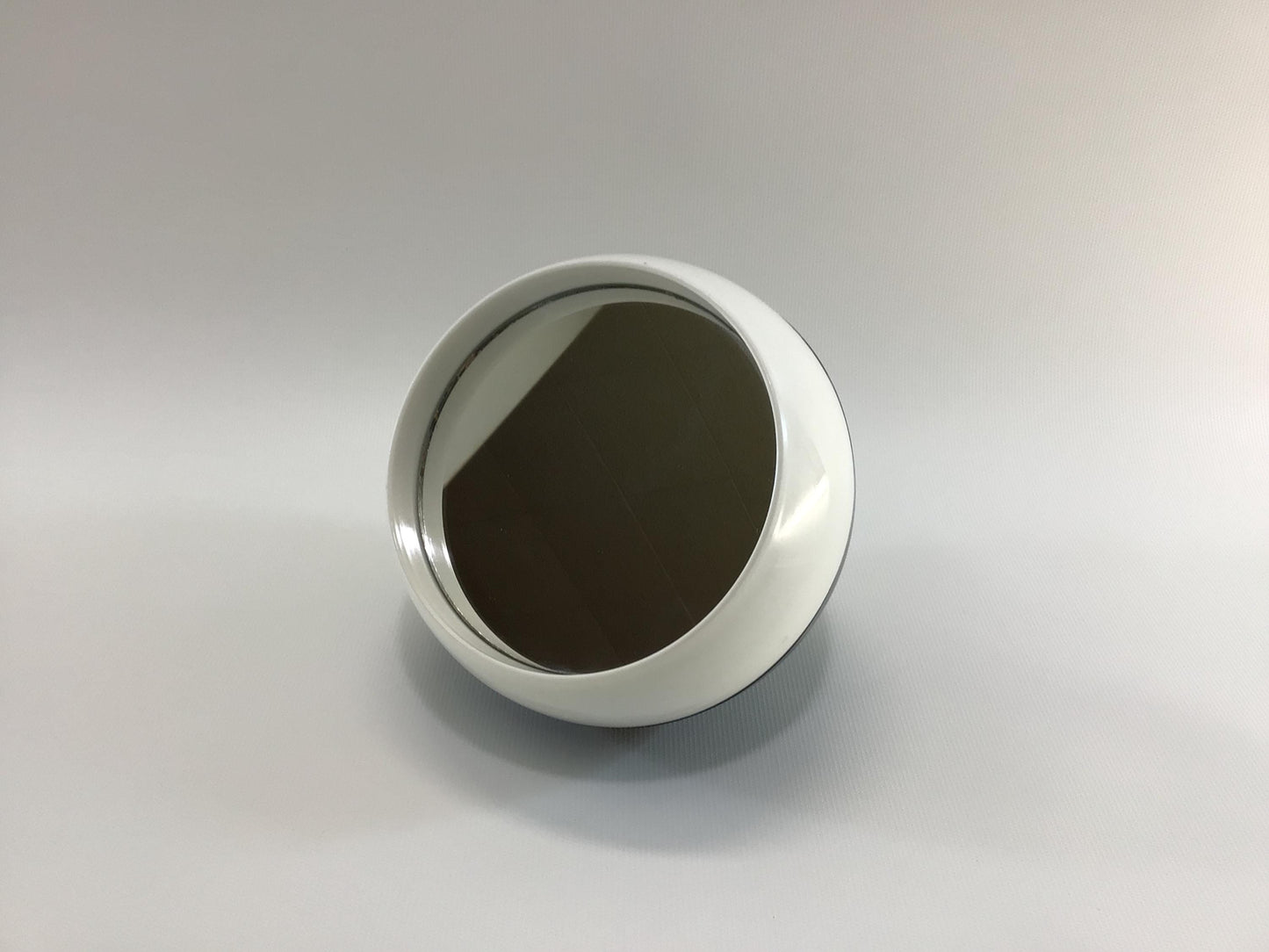 Mirror-Go-Round by Dennie-O Retro Ball Mirror / Sewing Thread Box Mid Century Black and White Hard Plastic Vanity Decor