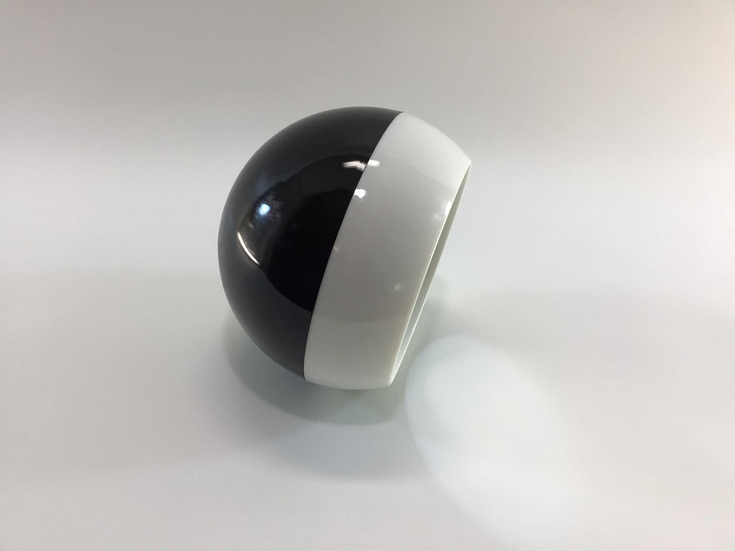 Mirror-Go-Round by Dennie-O Retro Ball Mirror / Sewing Thread Box Mid Century Black and White Hard Plastic Vanity Decor