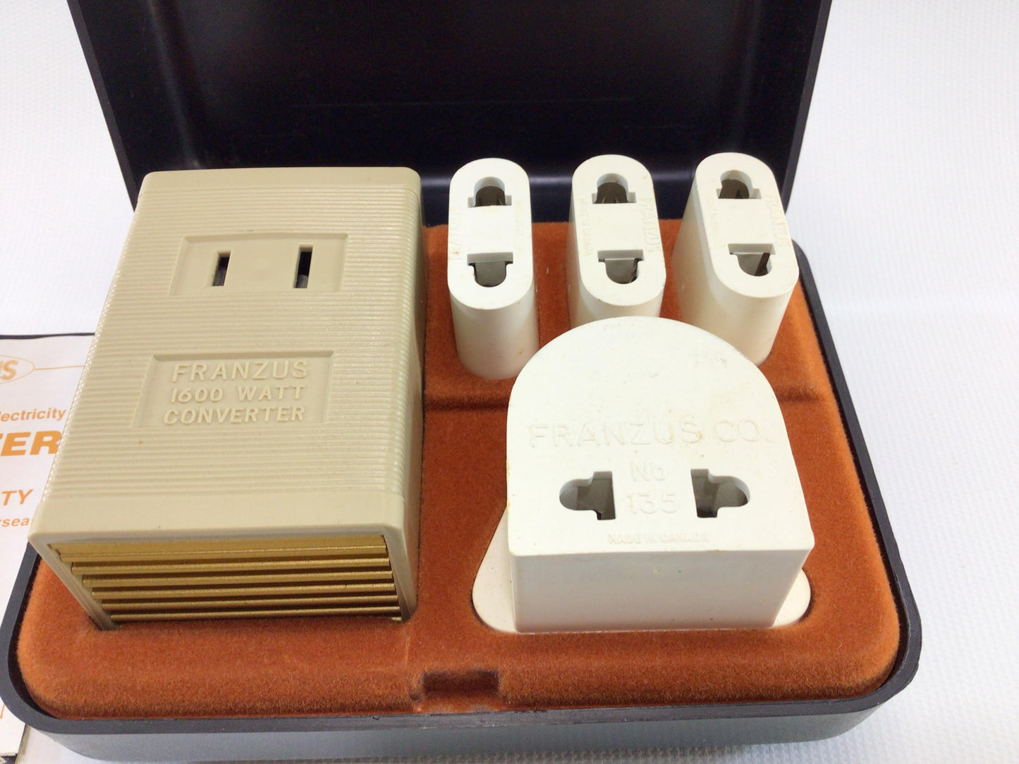 Franzus Converter Kit Vintage Electronics Gadget International Travel Wall Plug Adapter Set
