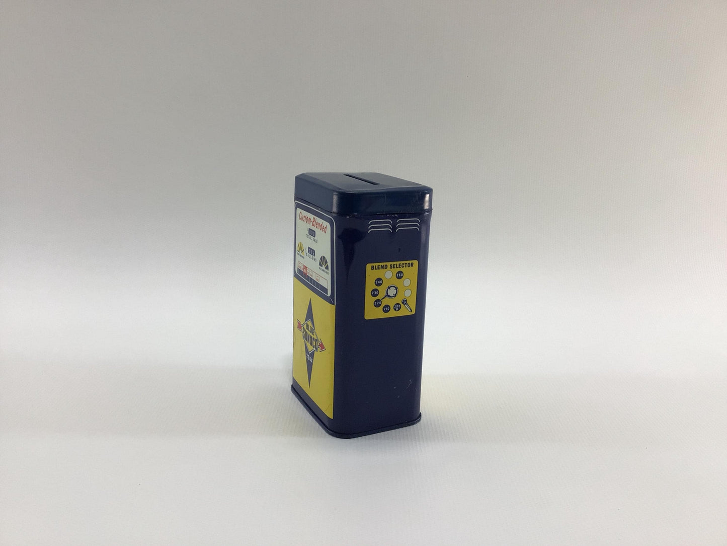 Sunoco Blue Tin Can Coin Bank Vintage 1960s Gas Station Advertising Premium Give Away