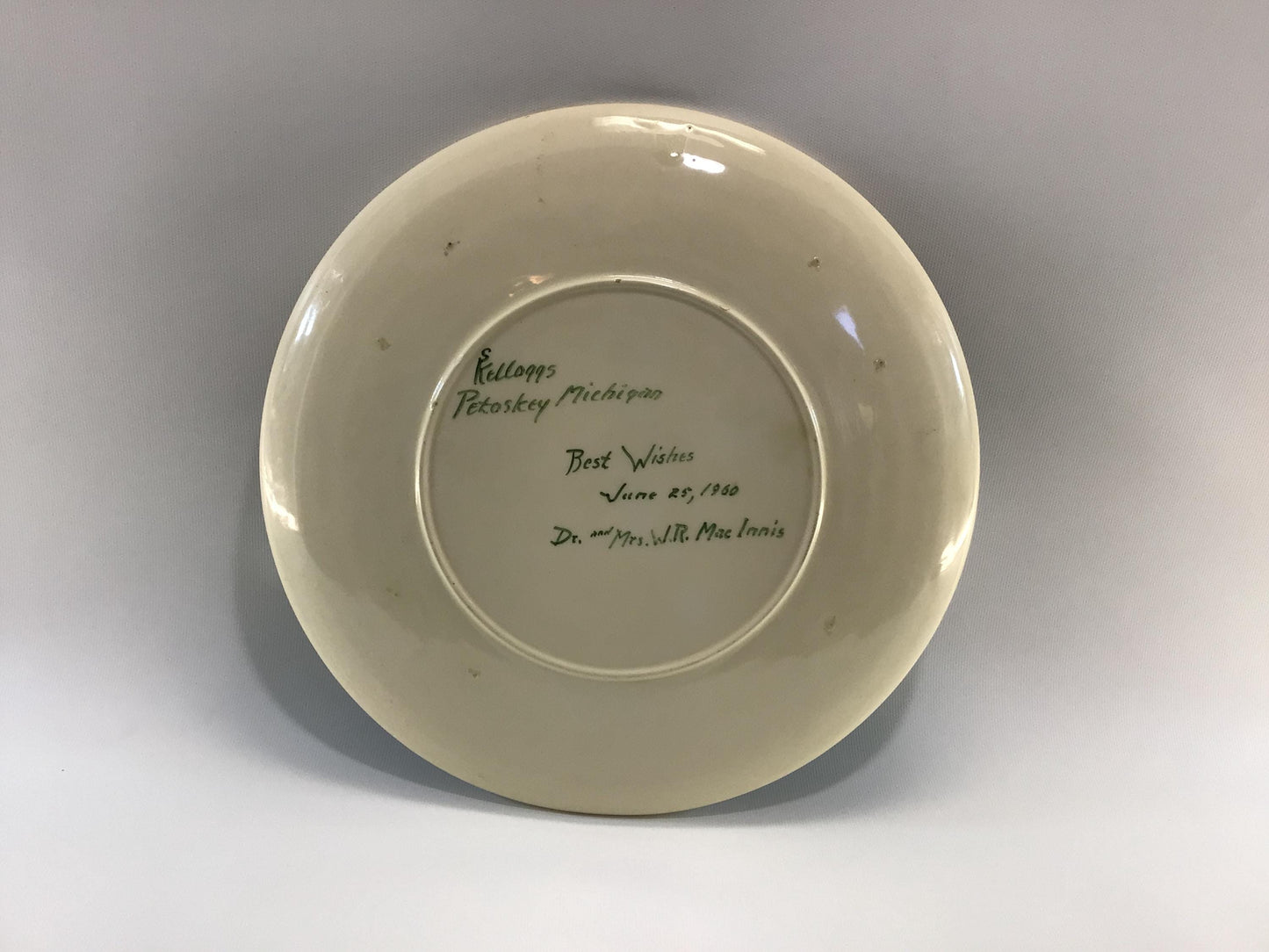 Personalized Judy and Dan 13" Best Wishes Gift Serving Platter Black White Mid Century Art Pottery