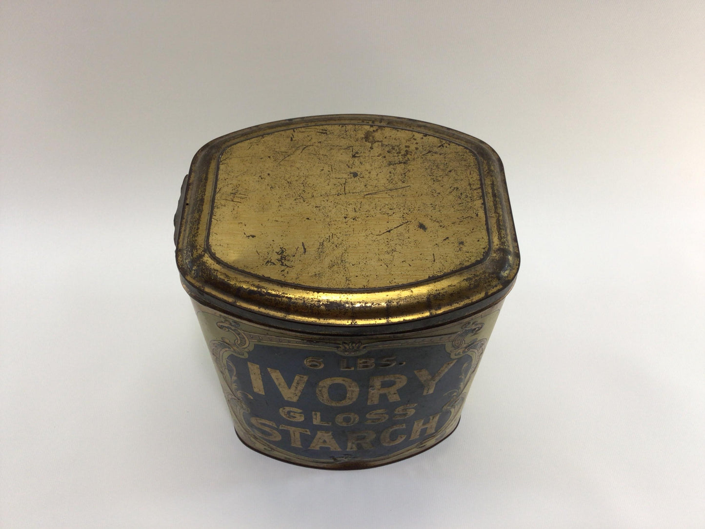 St Lawrence Ivory Gloss Starch 6 lb Advertising Tin Rustic Country Kitchen Decor 1897 Diamond Jubilee Pack