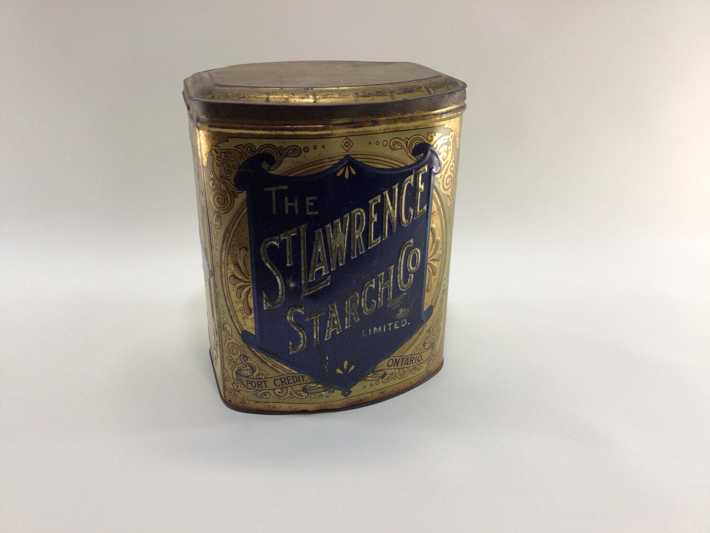 St Lawrence Ivory Gloss Starch 6 lb Advertising Tin Rustic Country Kitchen Decor 1897 Diamond Jubilee Pack