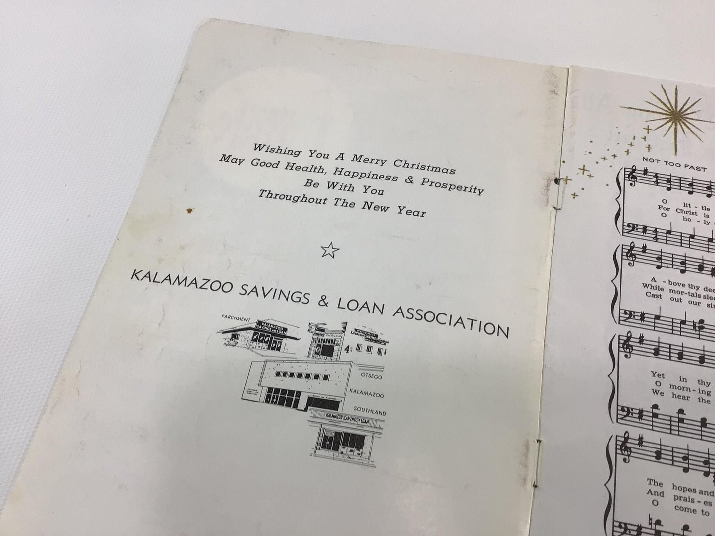 Christmas Carols 1959 Caroling Booklet Vintage Holiday Advertising Ephemera Kalamazoo Saving & Loan