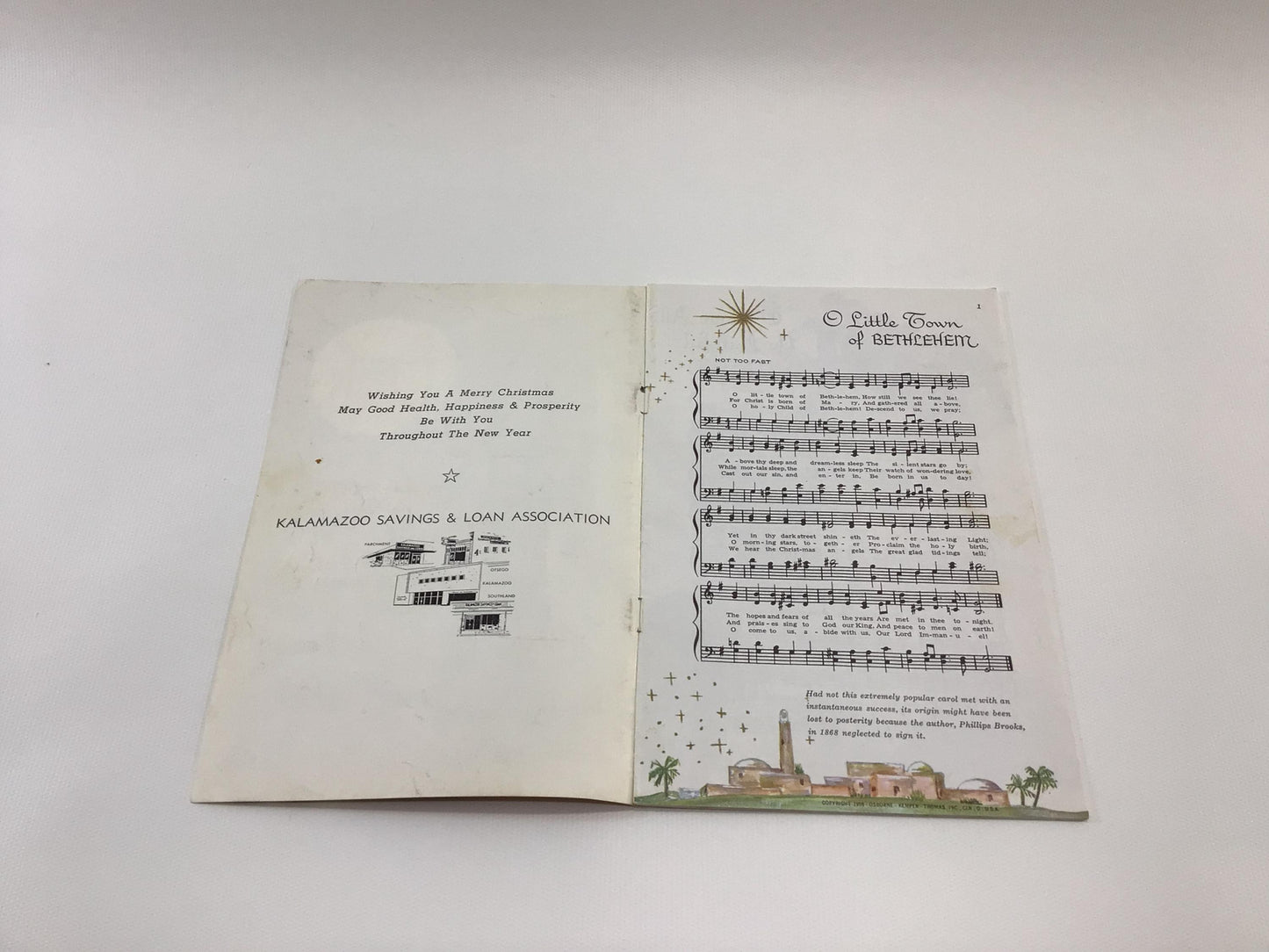 Christmas Carols 1959 Caroling Booklet Vintage Holiday Advertising Ephemera Kalamazoo Saving & Loan