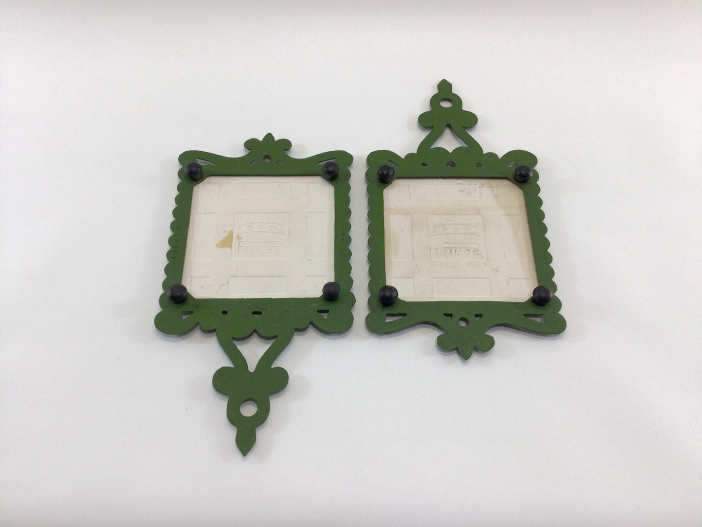 Joy and Peace Cast Iron Ceramic Tile Holiday Trivet Set Retro Pop Art 70s Christmas Kitchen Decor