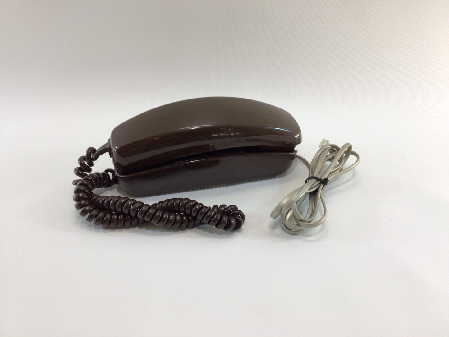 Trimline Telephone Brown ITT Model K200 Rotary Landline Vintage Analog Phone