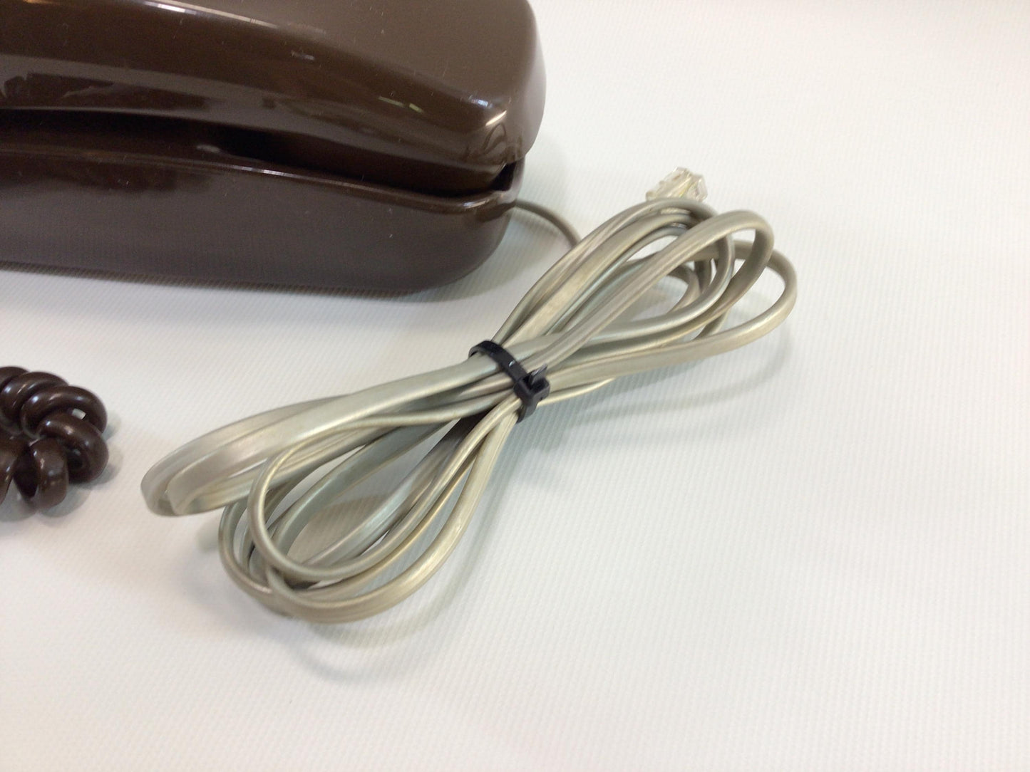 Trimline Telephone Brown ITT Model K200 Rotary Landline Vintage Analog Phone