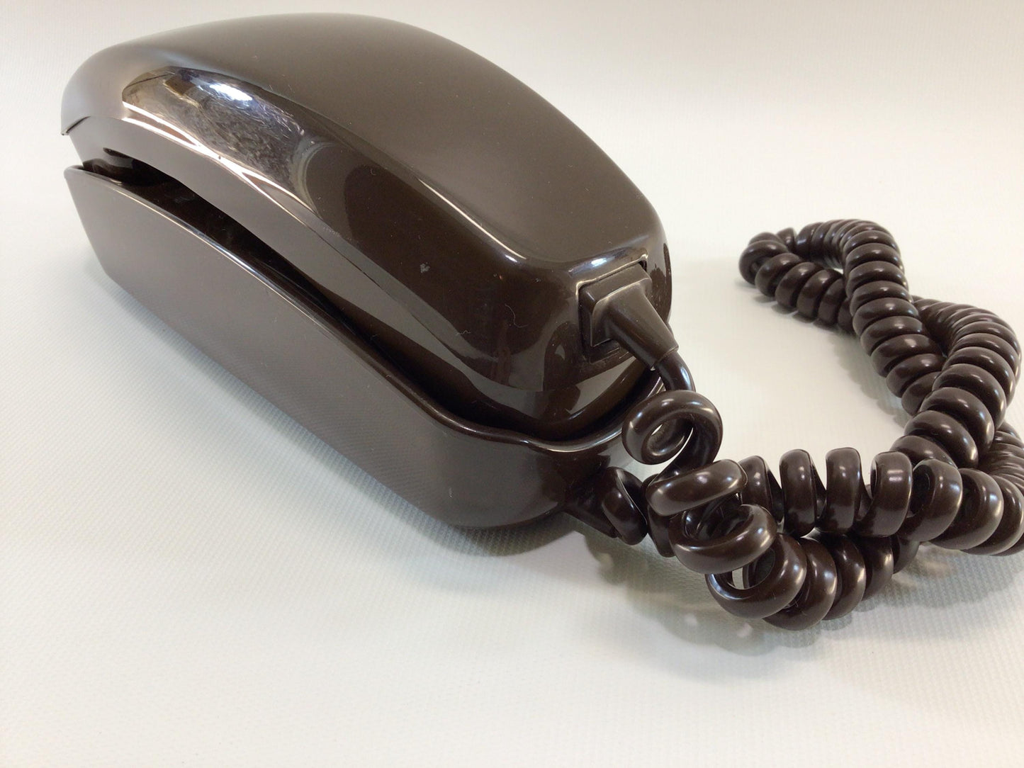 Trimline Telephone Brown ITT Model K200 Rotary Landline Vintage Analog Phone