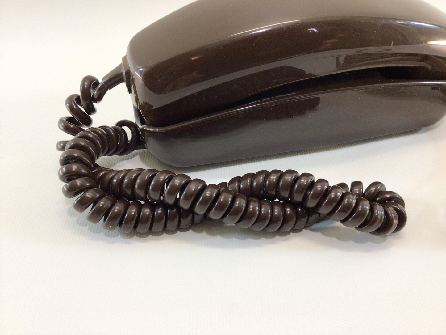 Trimline Telephone Brown ITT Model K200 Rotary Landline Vintage Analog Phone