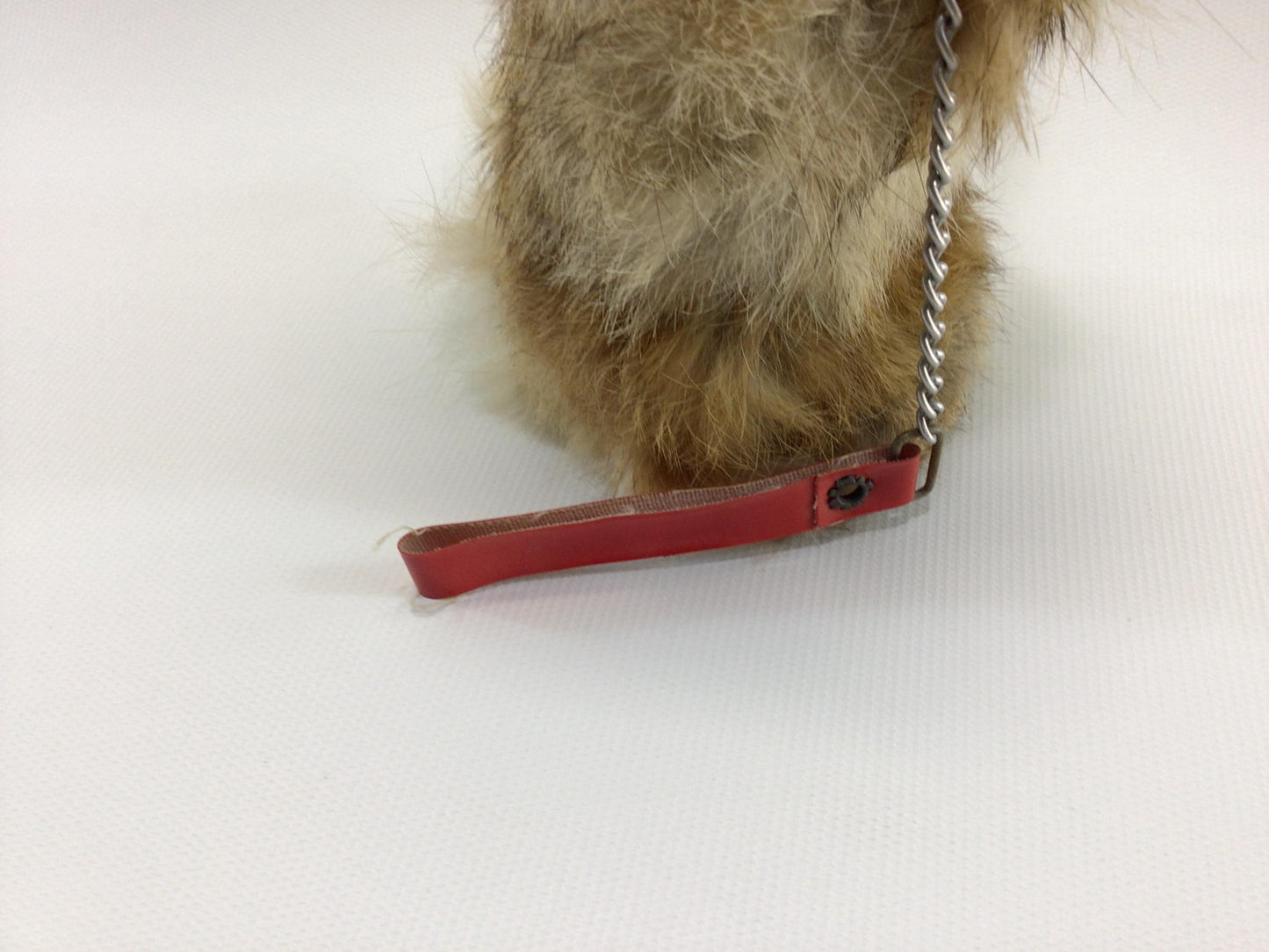 Rabbit Fur Toy Monkey with Collar and Leash Vintage Kitschy Carnival Fair Prize