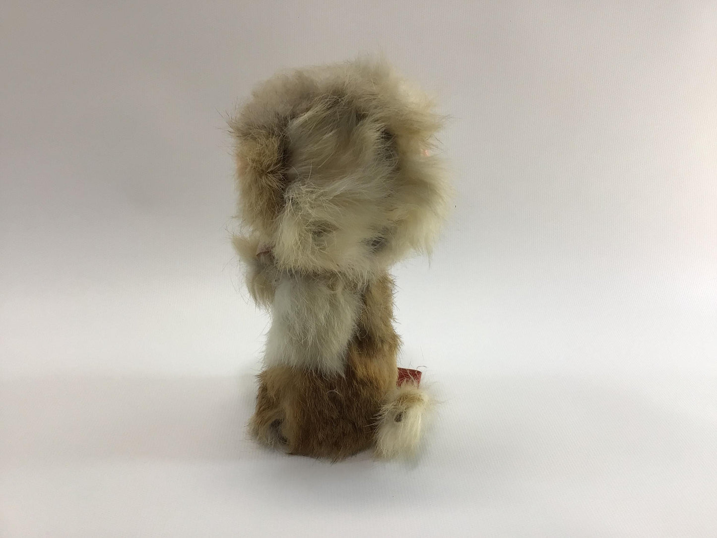 Rabbit Fur Toy Monkey with Collar and Leash Vintage Kitschy Carnival Fair Prize