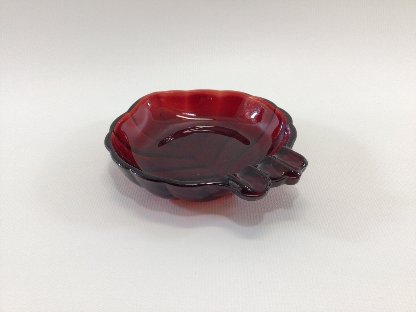 Ruby Red Glass Ashtray Mid Century Card Party Table Home Decor