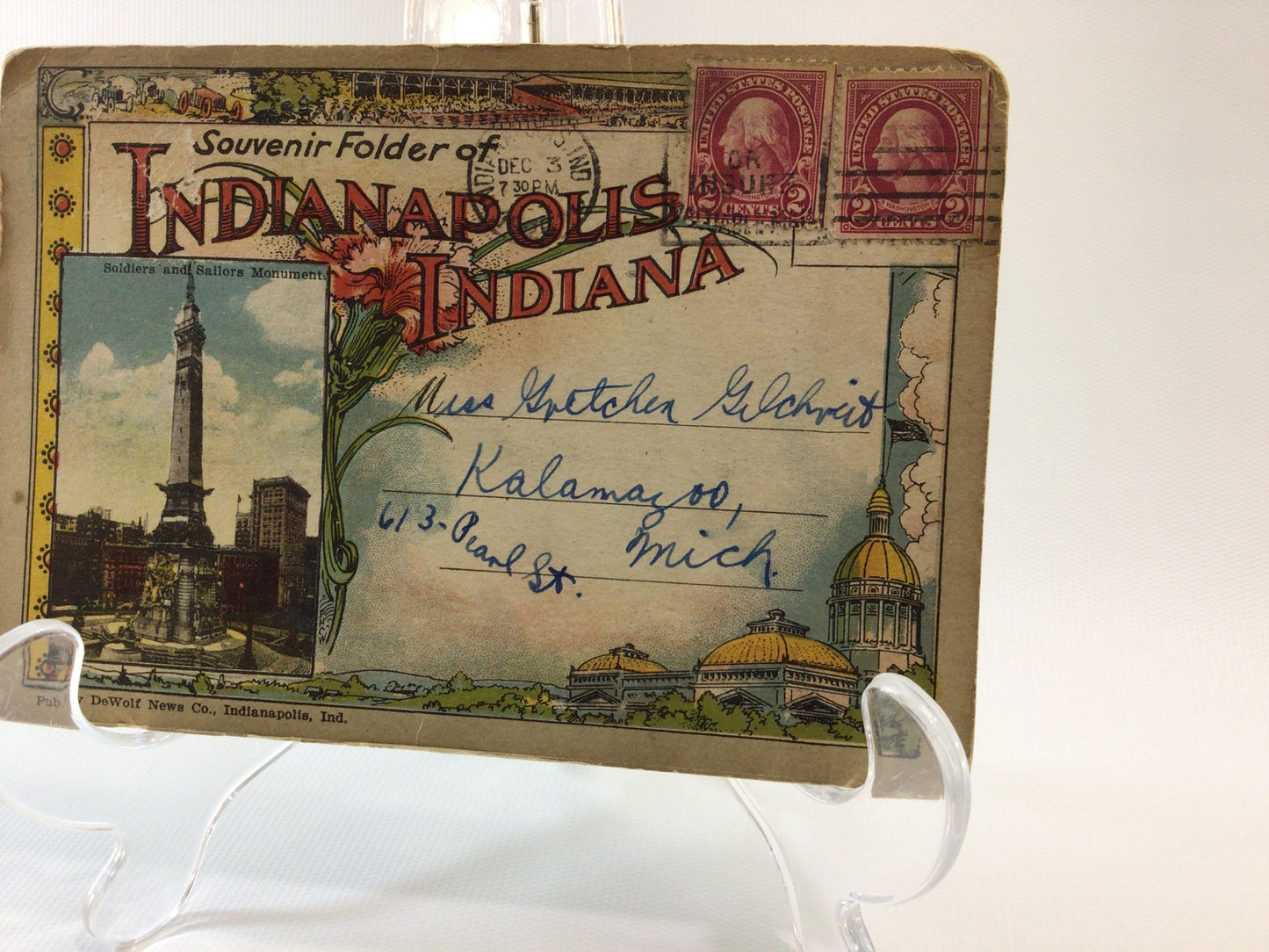 Indianapolis Indiana Foldout Souvenir Postcard Antique Collectible Ephemera