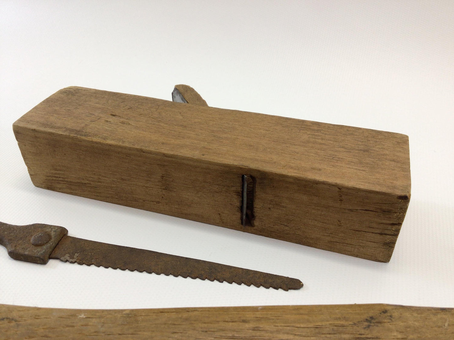 Toy Carpenter's Hand Tools Antique Primitive Rustic Wood and Metal Construction Plane Hammer Saw