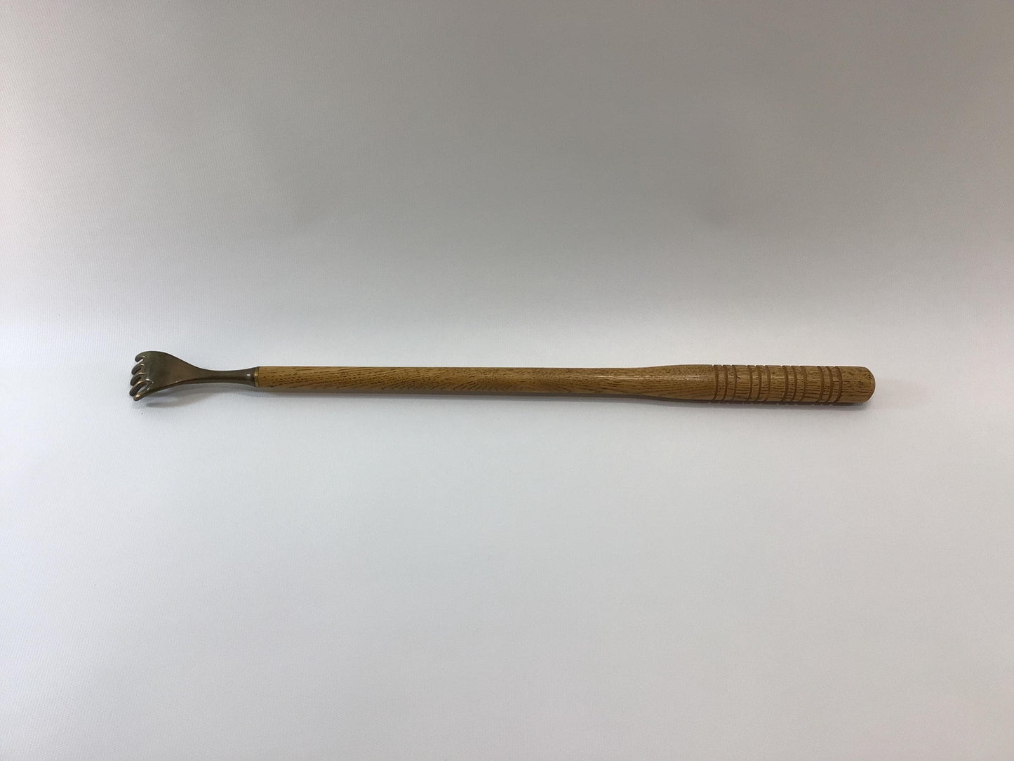 Brass Hand 19" Back Scratcher Quality Made Vintage Solid Oak Wood Handle