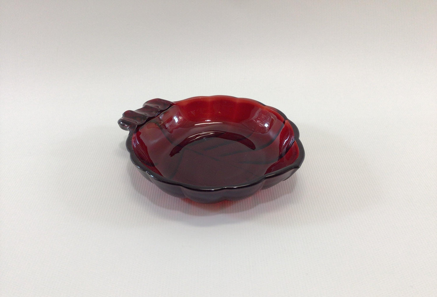 Ruby Red Glass Ashtray Mid Century Card Party Table Home Decor