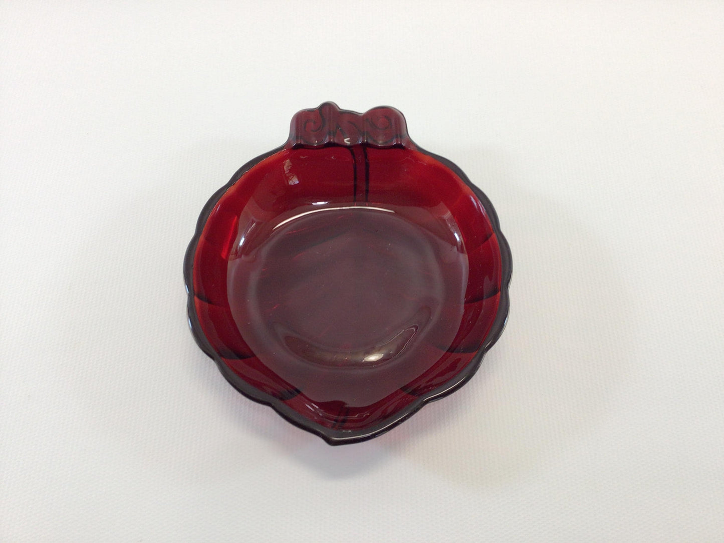 Ruby Red Glass Ashtray Mid Century Card Party Table Home Decor
