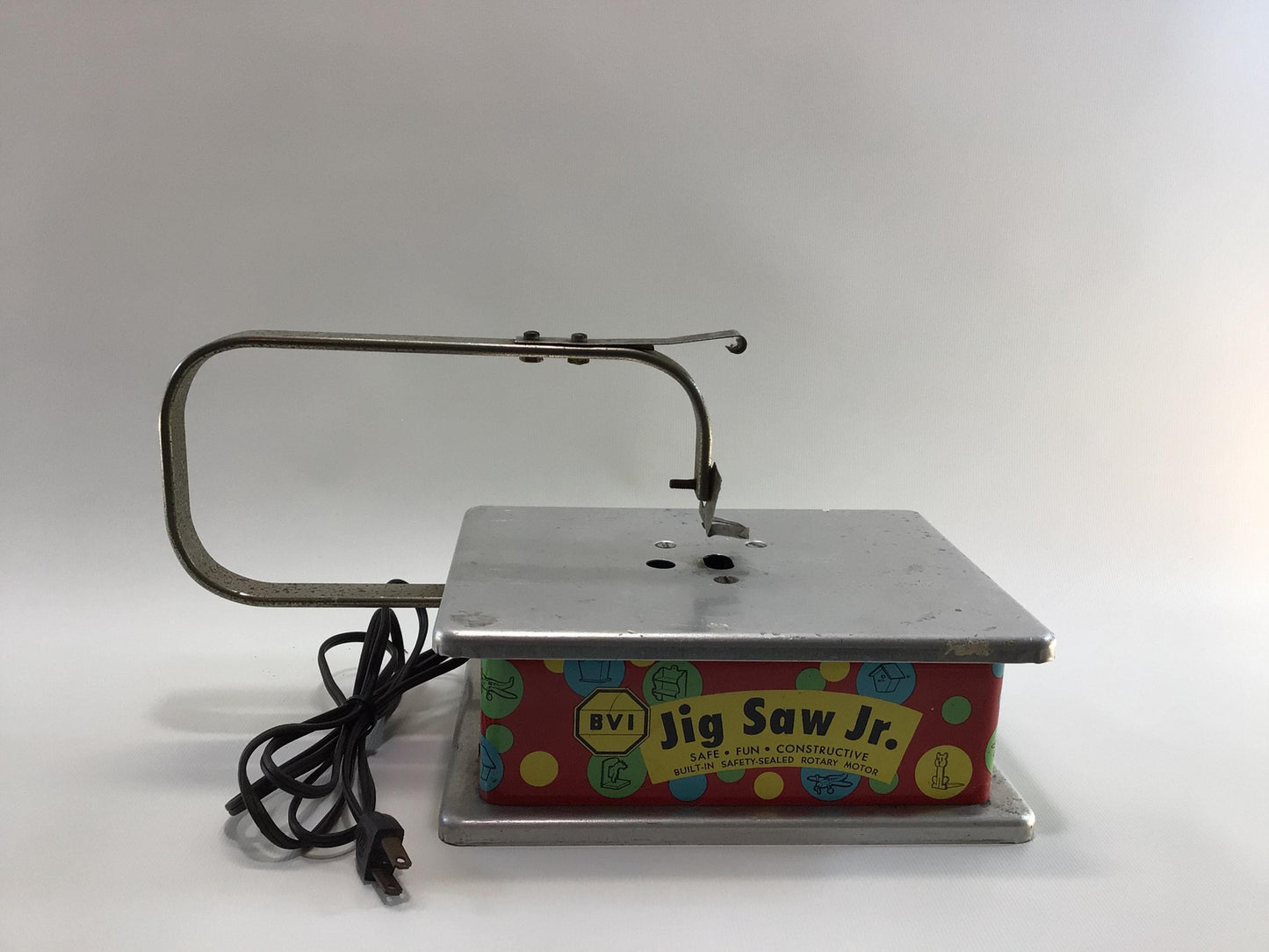Tin Lithograph Toy Jigsaw BVI Jig Saw Jr Vintage Electric Powered Woodworking Tool