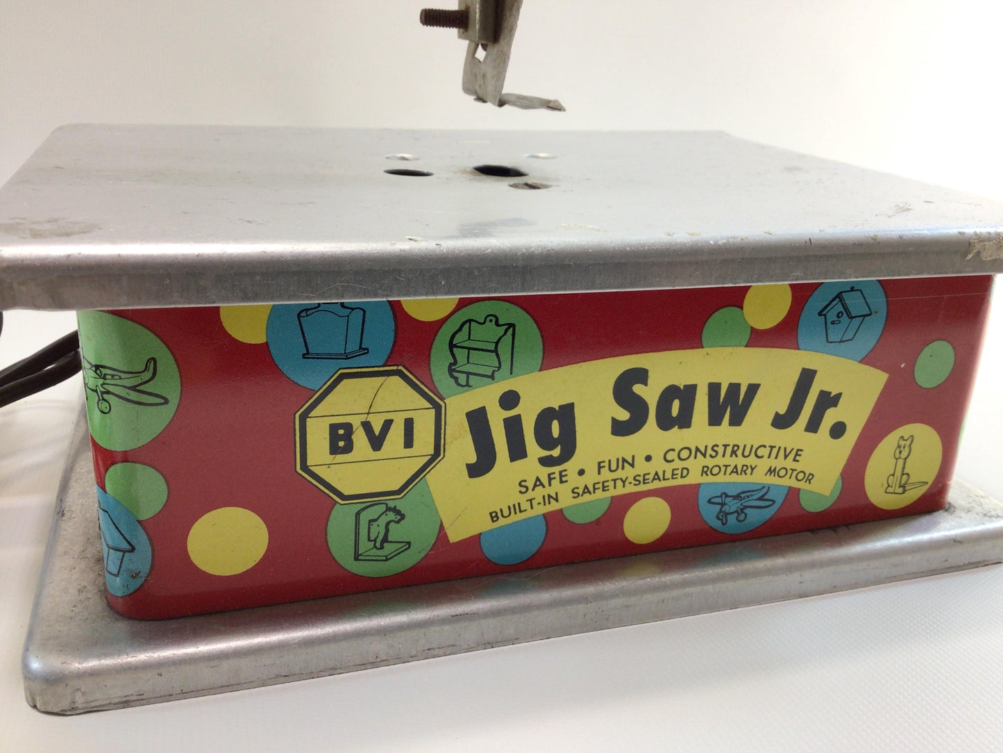 Tin Lithograph Toy Jigsaw BVI Jig Saw Jr Vintage Electric Powered Woodworking Tool