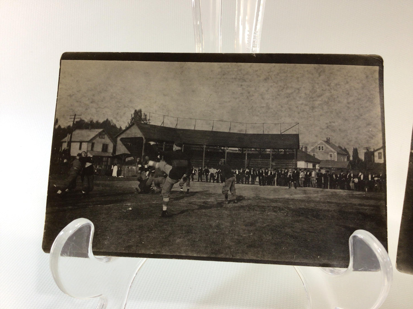 Antique Ephemera RPPC Real Photo Postcards Football Game At the Line and Punting from the End Zone
