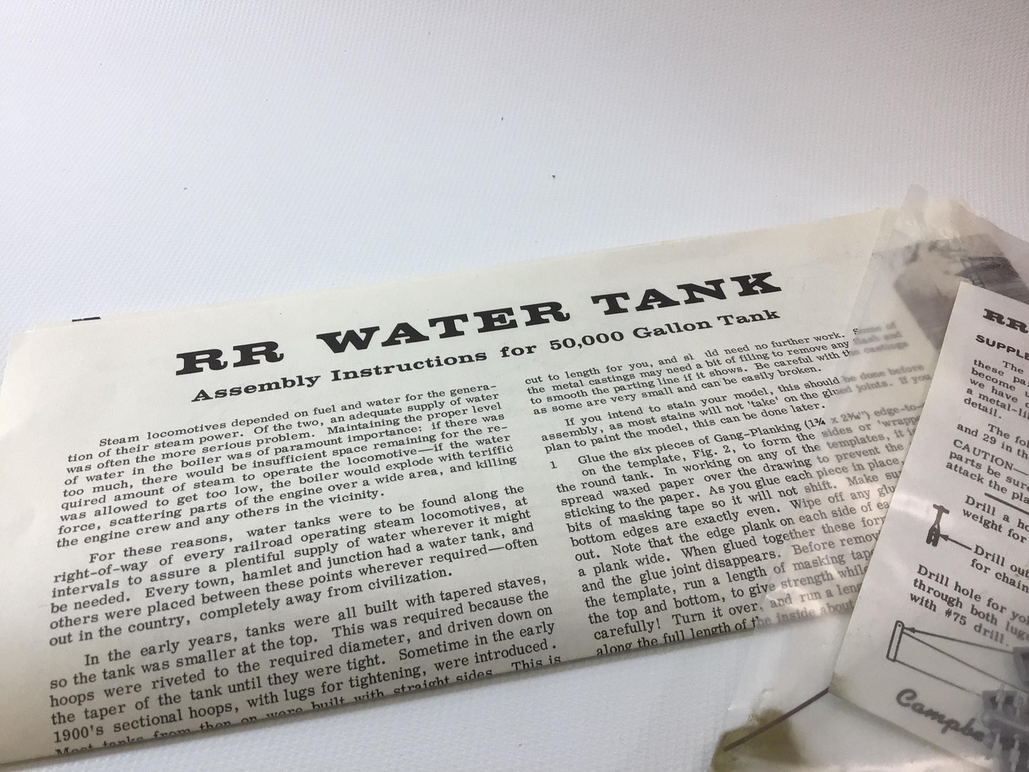 Campbell HO Scale Model Railroad Water Tank No 356 Vintage Modeling Kit