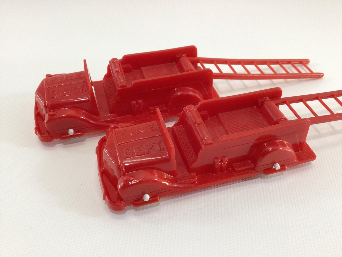 Fire Dept 4" Vintage Hard Plastic Kitschy Dime Store Toy Vehicle Ladder Trucks