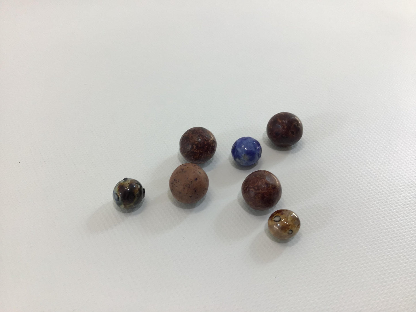 Antique Marbles Lot of 7 Primitive Handmade Toy Game Pieces Bennington PeeWee's and Early American Clay