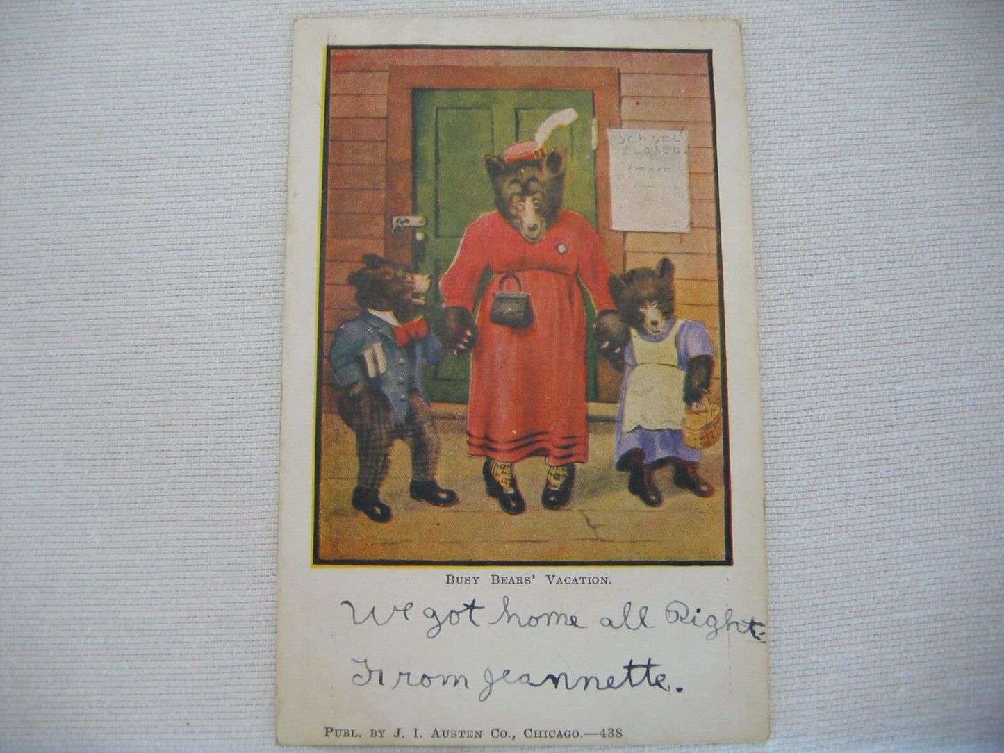 Antique Postcard Busy Bears Vacation 1900's Teddy Bear Funny Humor Posted