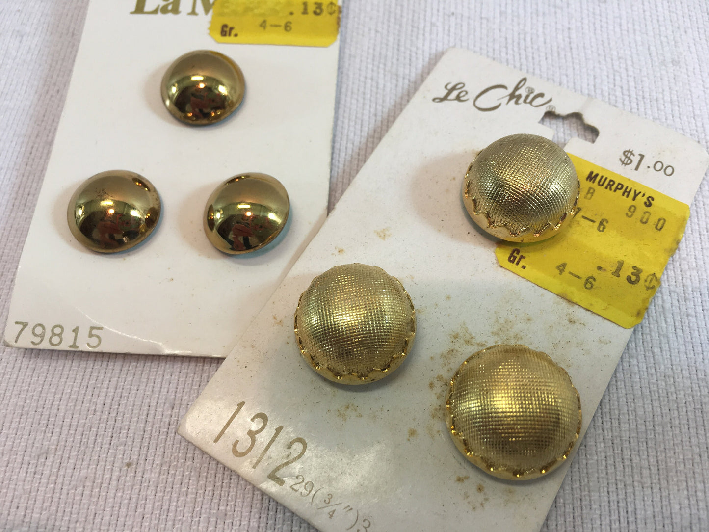 Vintage Buttons Sets Le Chic Carded Sewing Notions Gold (tone)