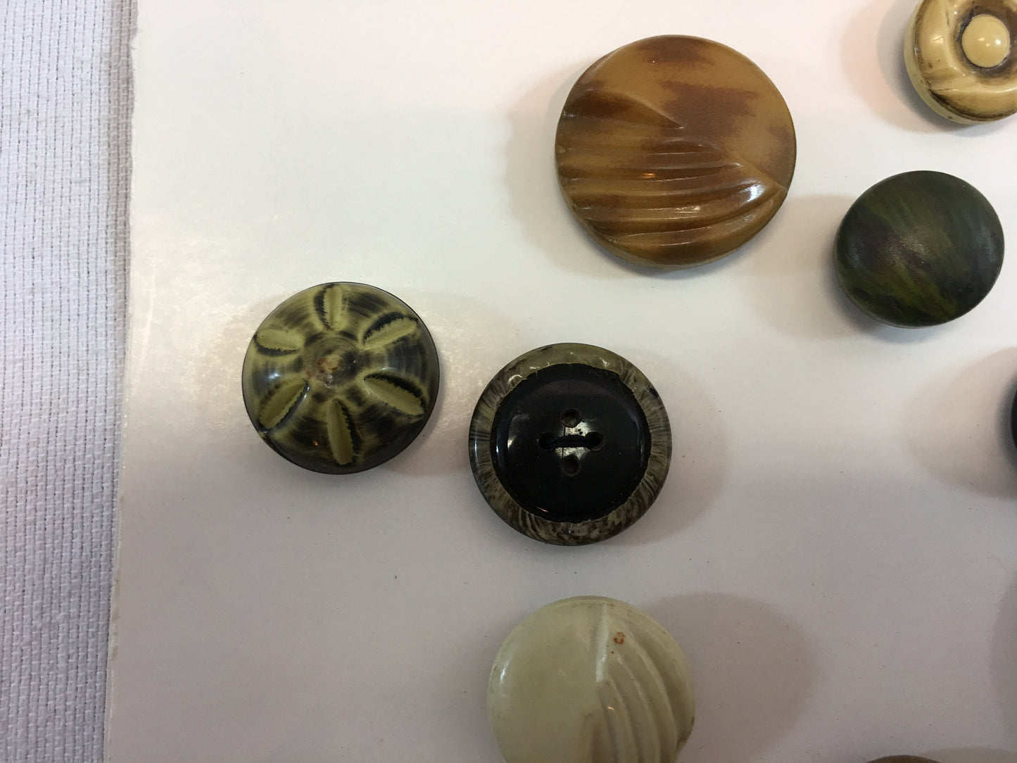 Button Collection Card Antique Vintage Variety of Mostly Celluloid Tight Back