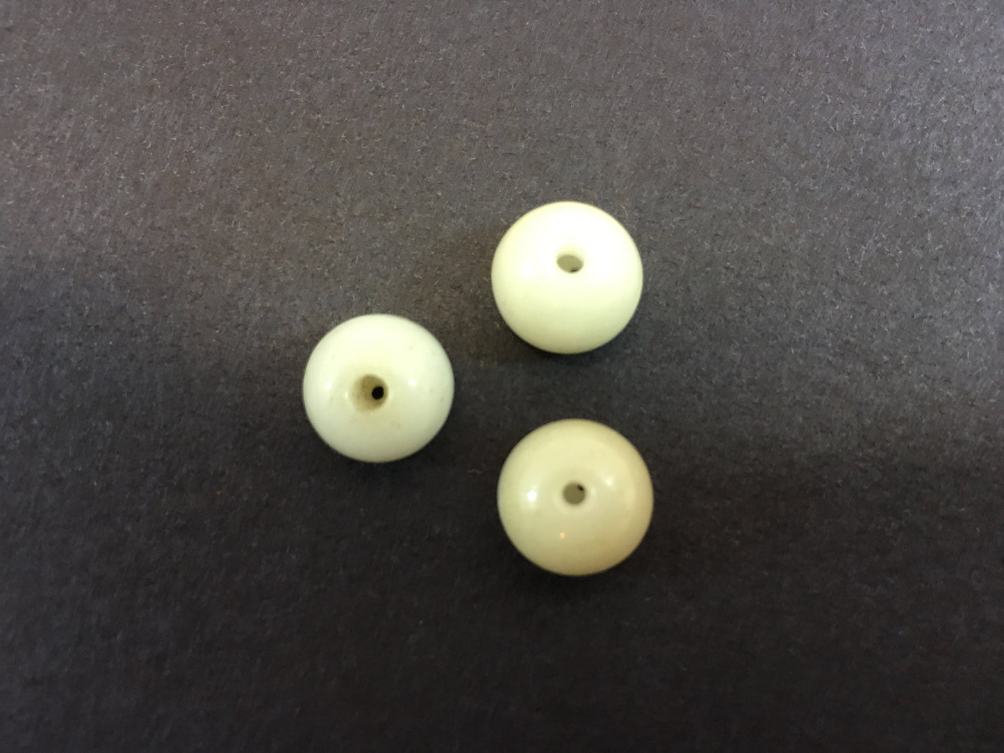 3 Antique circa 1910, White Glass Whistle Buttons