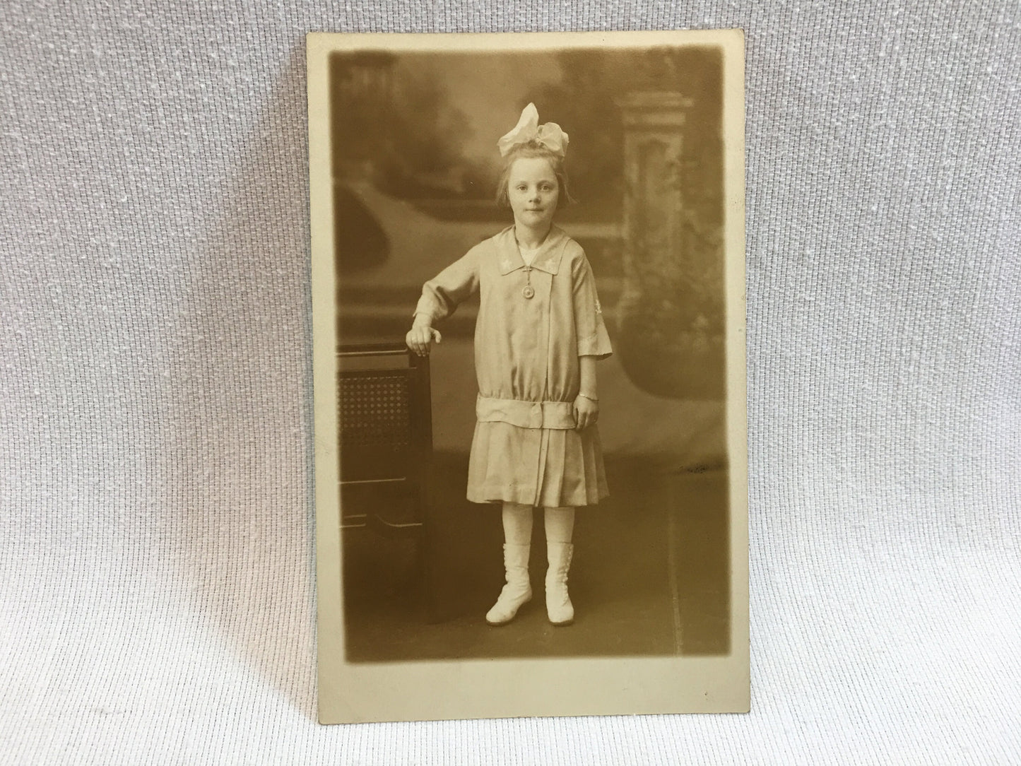 1915 RPPC Real Photo Postcard Little Girl, Florence age 7 years 10 months