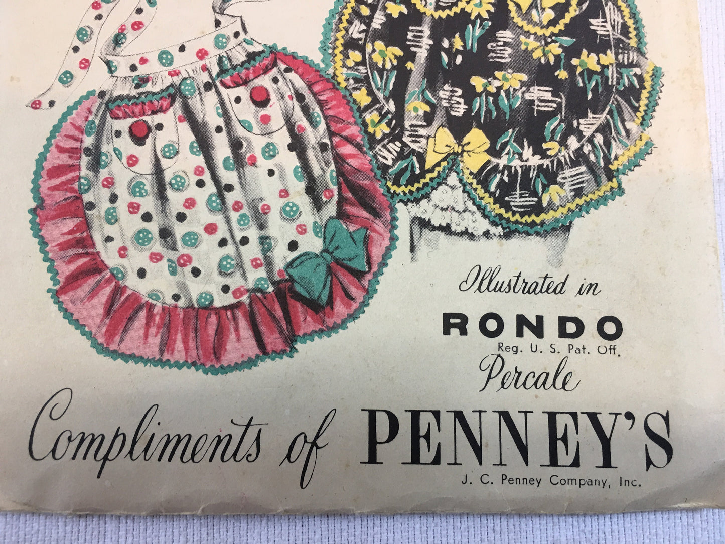 Vintage Advance Sewing Pattern Buttons and Bows Apron, J. C. Penney's Gift Premium