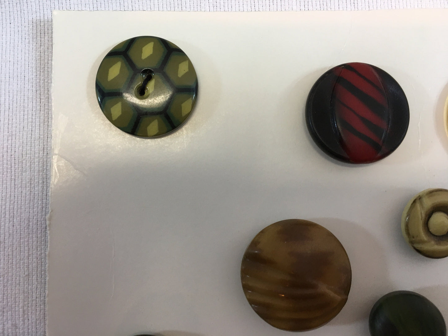 Button Collection Card Antique Vintage Variety of Mostly Celluloid Tight Back