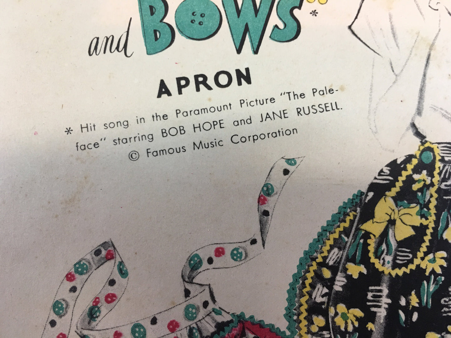 Vintage Advance Sewing Pattern Buttons and Bows Apron, J. C. Penney's Gift Premium