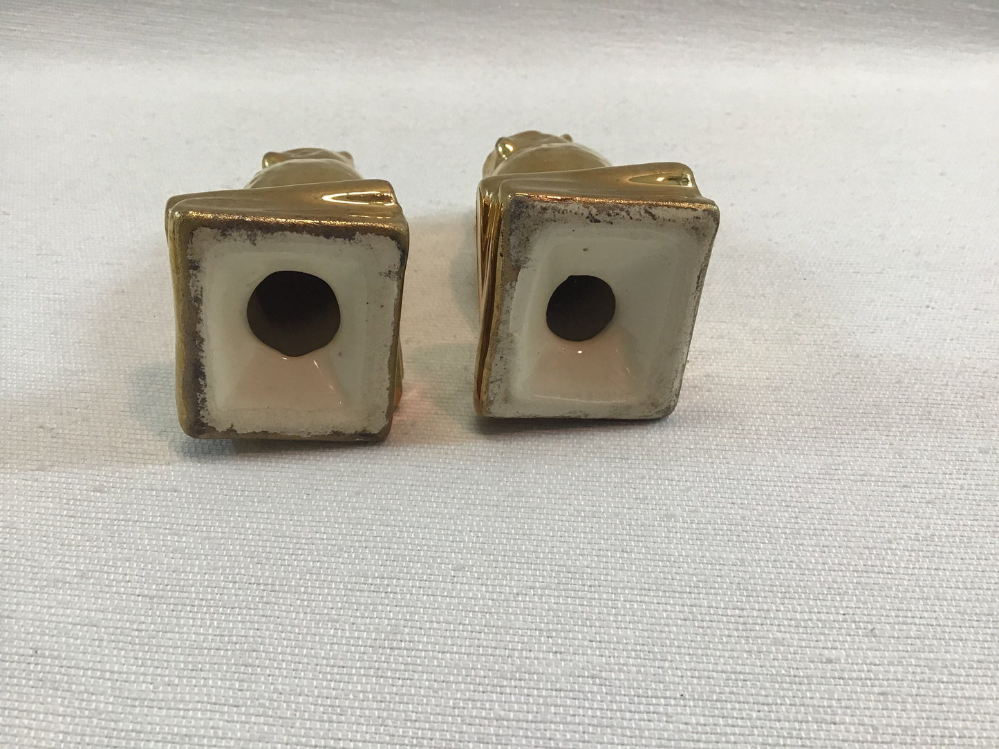 Vintage Retro Gold Owls Salt & Pepper Shaker Set Mid Century Ceramic