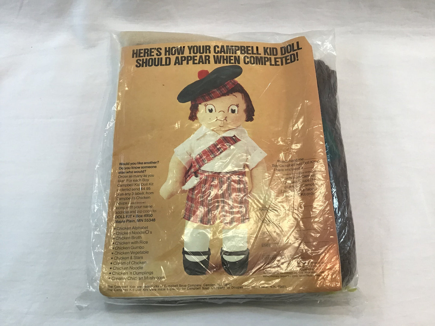 1970's Campbell Kid Doll Kit Vintage Promotional Advertising Craft Kit