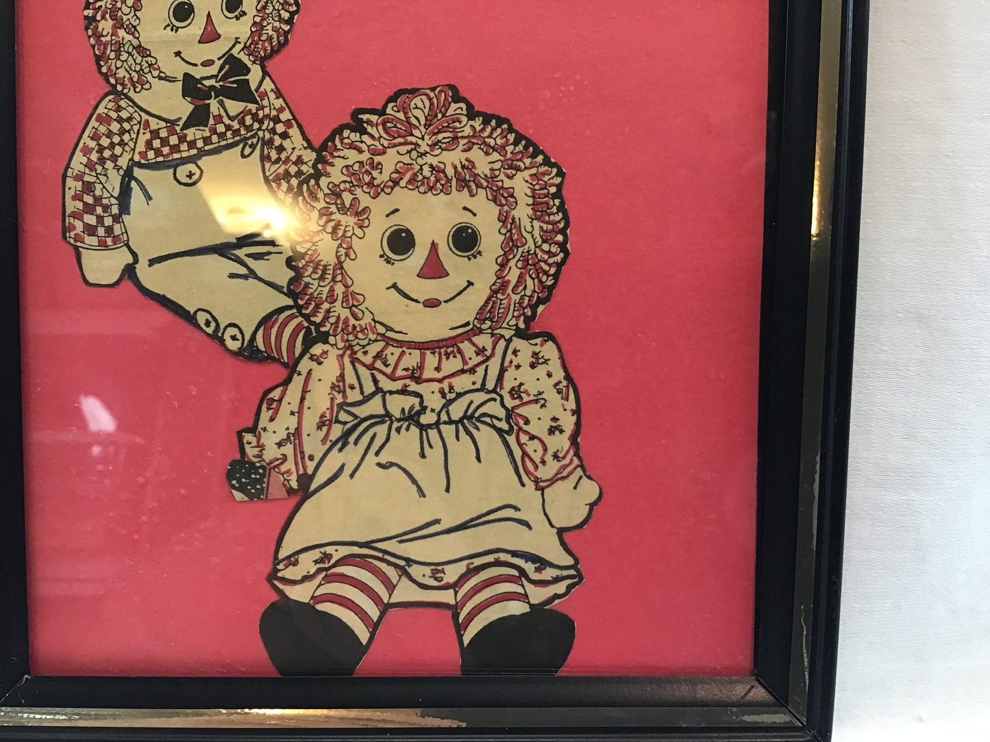 Folk Art Appeal Raggedy Ann and Andy Sale Price Display Sign Advertising