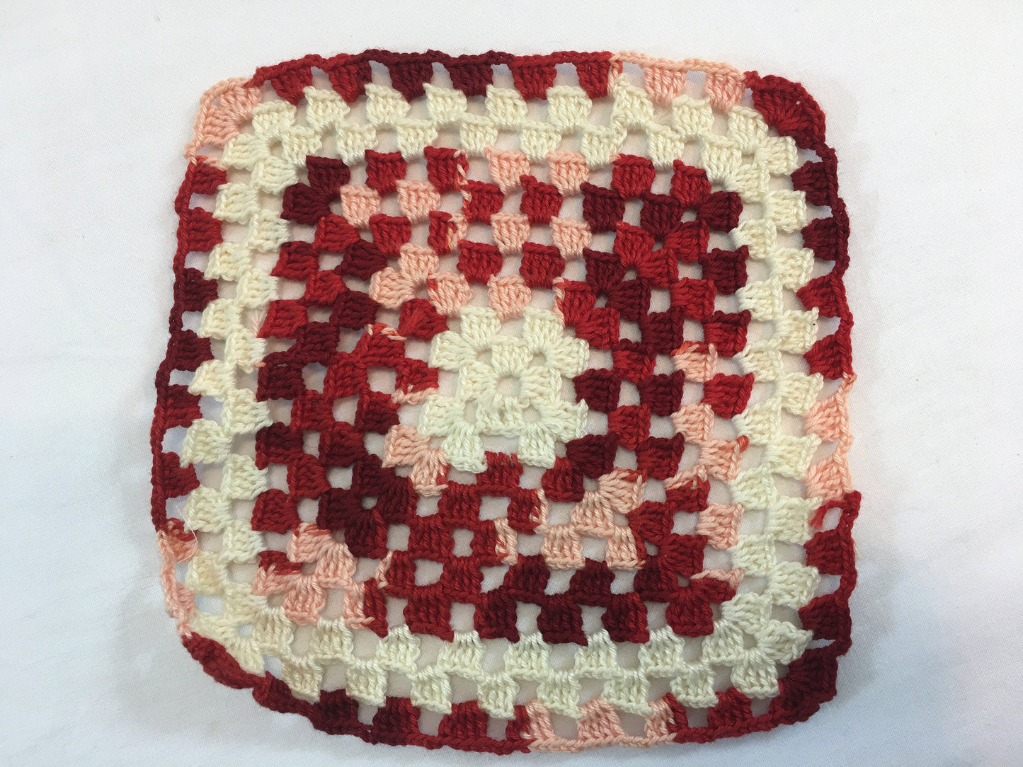 Vintage Crochet Doilies Red and White Basket and Square Holiday Colors