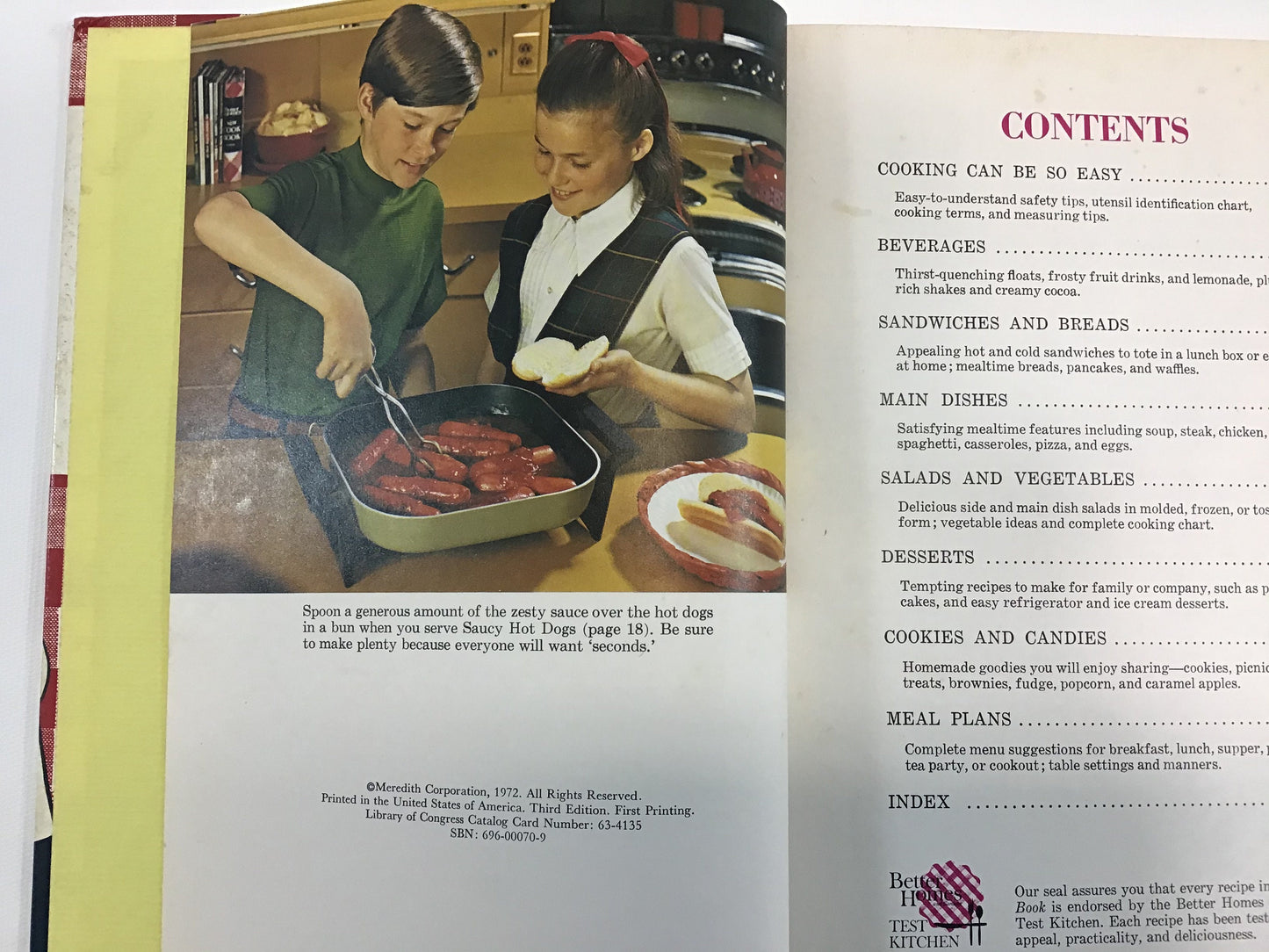 Vintage Cookbook, Junior Cook Book by Better Homes and Gardens, Copyright 1972