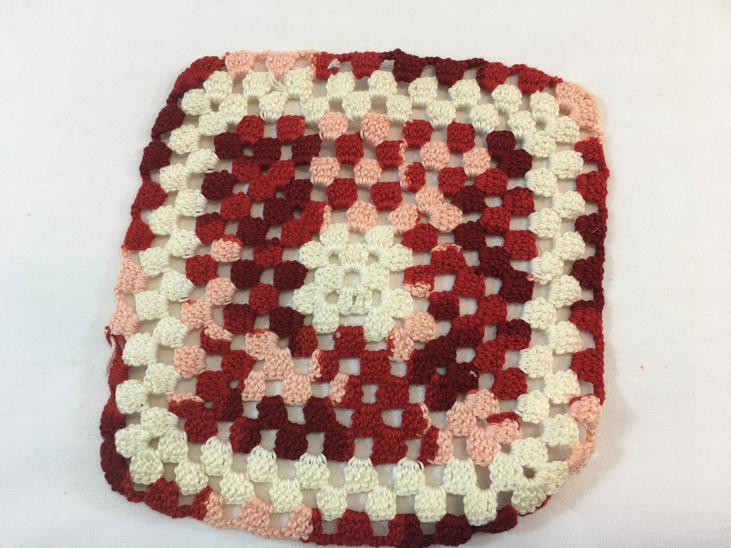 Vintage Crochet Doilies Red and White Basket and Square Holiday Colors