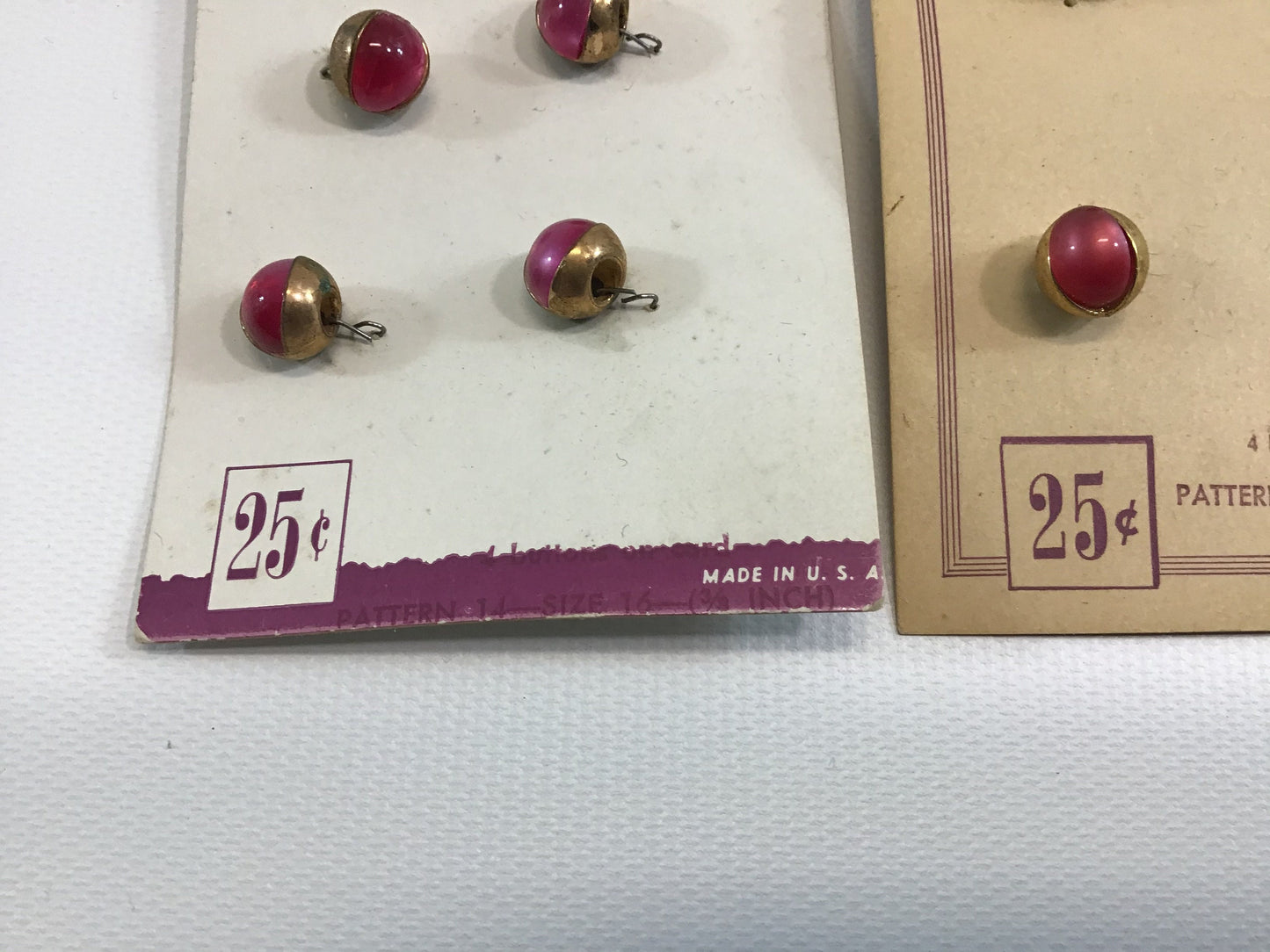 Vintage Le Chic Buttons on Card Sewing Notions Red and Gold Tone Ball