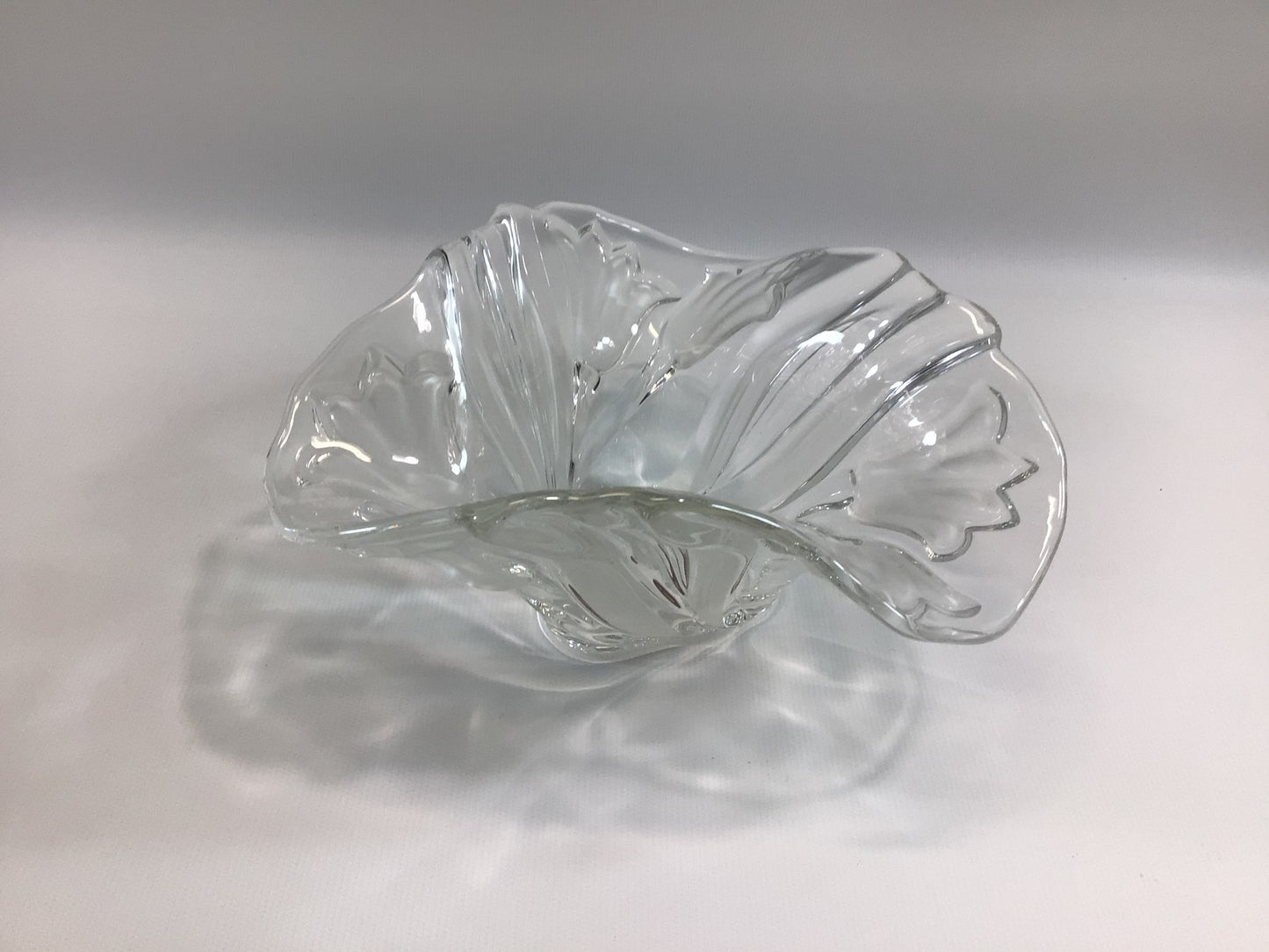Crystal Candy Dish Waltherglas Germany Clear Floral Pattern