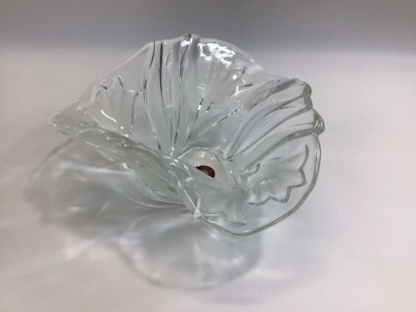 Crystal Candy Dish Waltherglas Germany Clear Floral Pattern