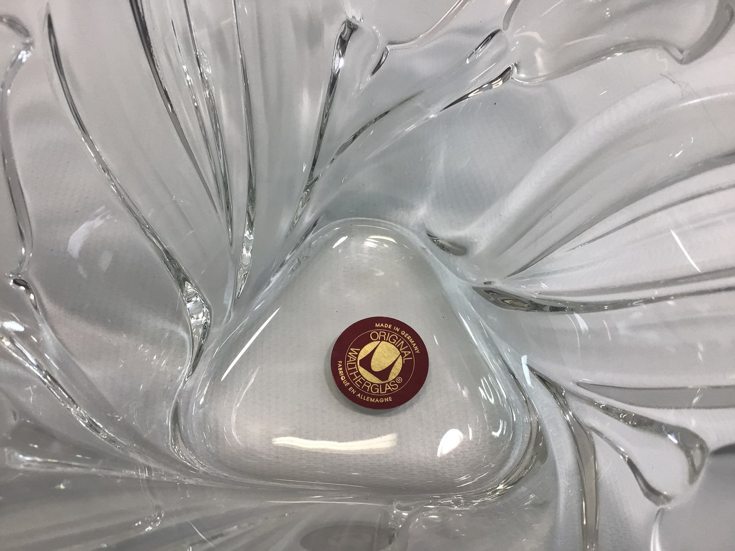 Crystal Candy Dish Waltherglas Germany Clear Floral Pattern