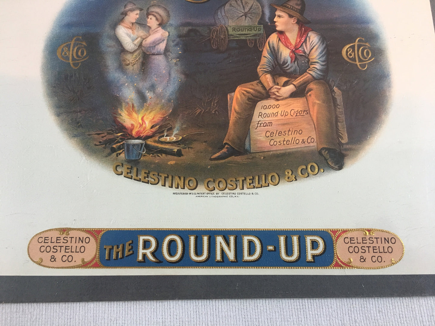 Vintage Round-Up Cigar Box Label Celestino Costello & Co
