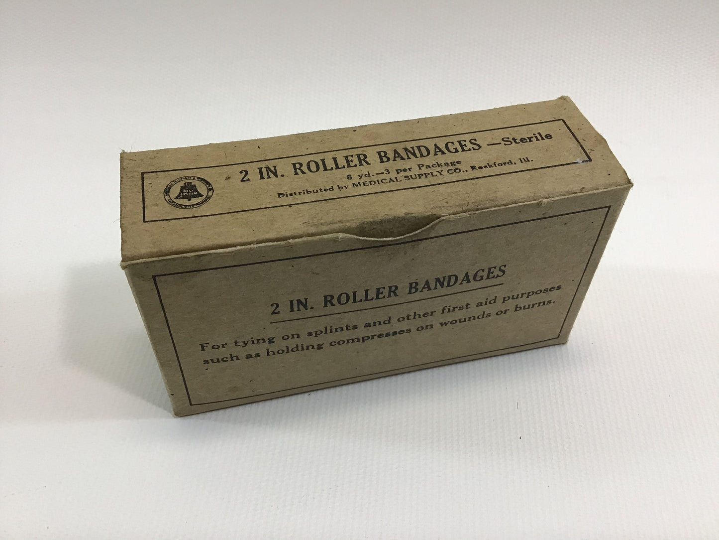 Vintage Bell System Telegraph Telephone First Aid Kit 3 Roller Bandages