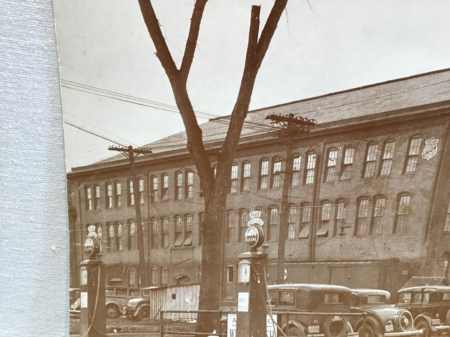 White Flash Gas Pumps Vintage Photograph 14" x 11" Original Print
