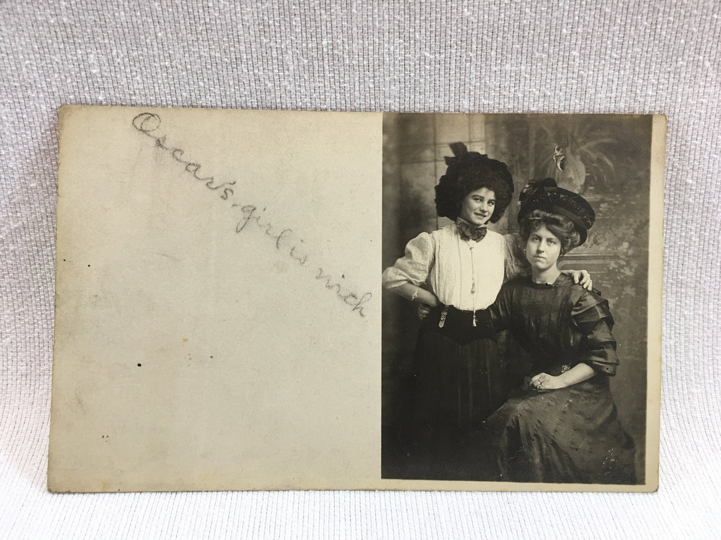 Antique RPPC Real Photo Postcard Victorian Women Oscar's Girl is Rich
